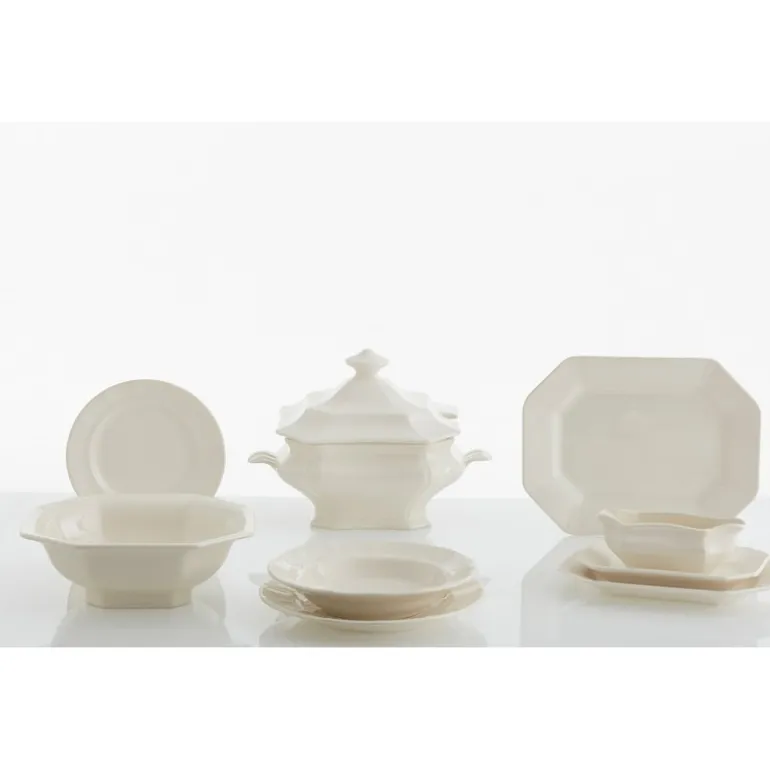 Vajilla completa de 42 piezas colección Ochavada Blanca