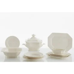 Vajilla completa de 56 piezas colección Ochavada Blanca