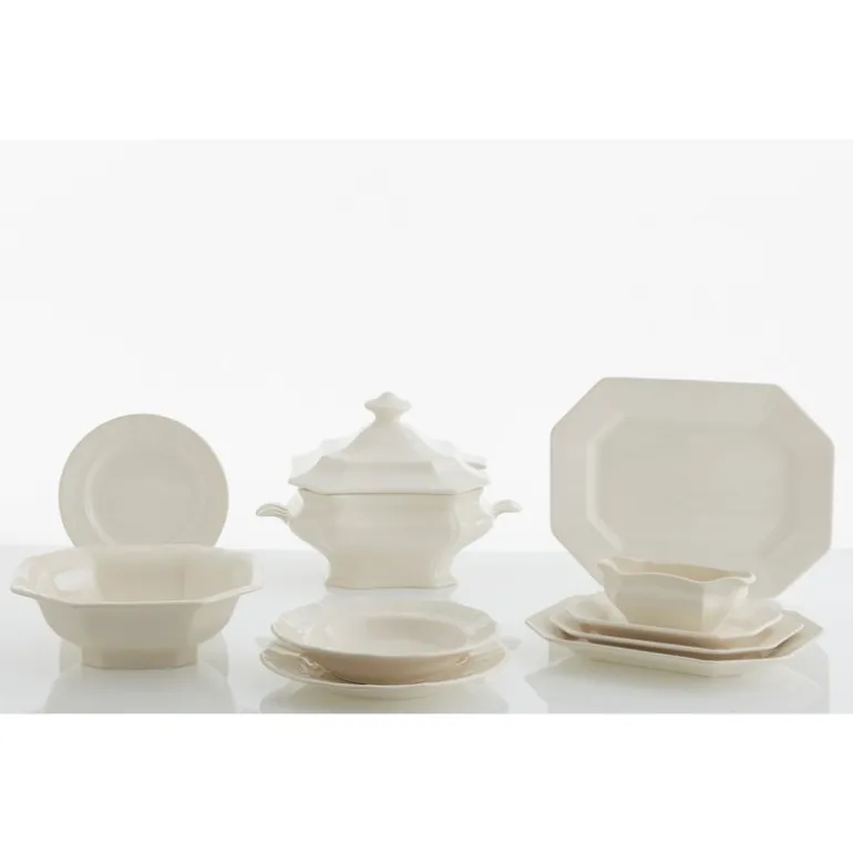 Vajilla completa de 56 piezas colección Ochavada Blanca